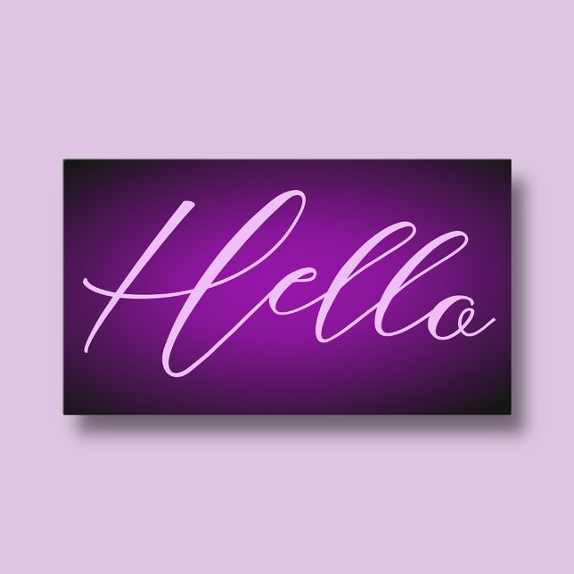 Fet Font Neon Black Lila Lilac Hej Gradient Visitkort (Skapare uppladdad)