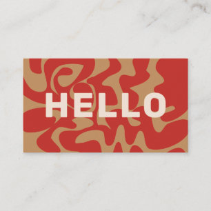 Fet Font Retro Groovy Beige Rust Brown Hej Visitkort