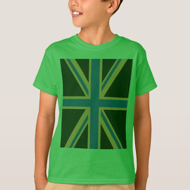 Fet Forest Grönt Union Jack Tee Shirt (Framsida)