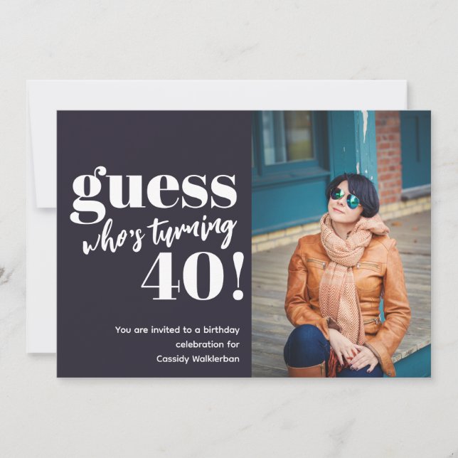 Fet foto 40:e födelsedagen inbjudningar (Framsida)