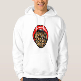 🔥 Fet & Fräcke: Leopard Tunga Läppar Hoodie 🖤