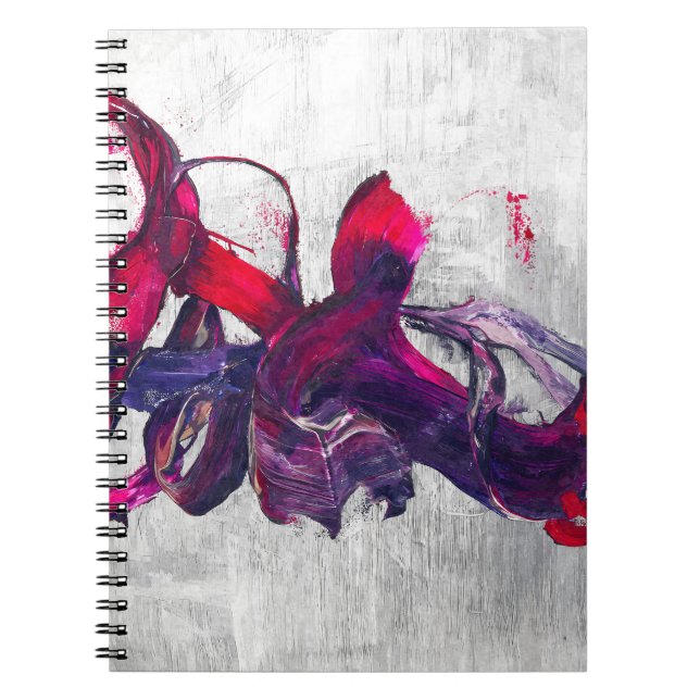 Fet Fuchsia Lila Silver Push-Abstrakt Anteckningsbok (Framsidan)