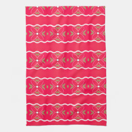 Fet Fuchsia Tea-Towel med Blommigt design Kökshandduk