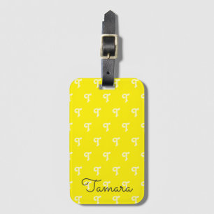 Fet Fun Monogrammed Monogram Inledande Neon Yellow Bagagebricka