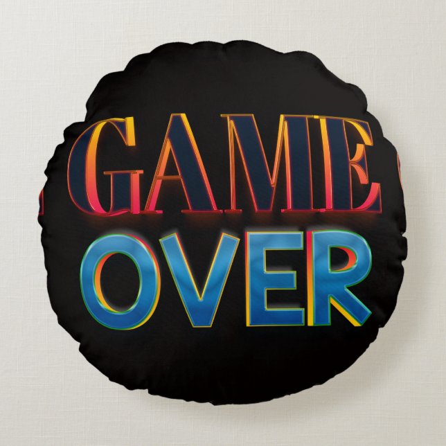 Fet ”GAME OVER”-text i rött Rund Kudde (Framsidan)