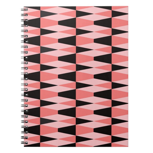 Fet Geometric Black Rosa Mönster Anteckningsbok (Framsidan)