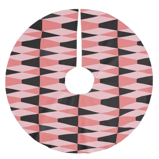 Fet Geometric Black Rosa Mönster Julgransmatta Borstad Polyester (Framsidan)