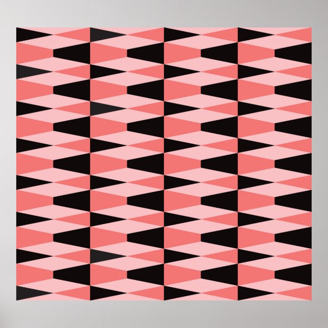 Fet Geometric Black Rosa Mönster Poster (Framsidan)