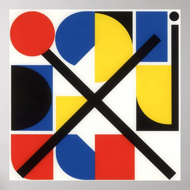 Fet geometrisk Bauhaus suprematistisk konst Poster (Framsidan)