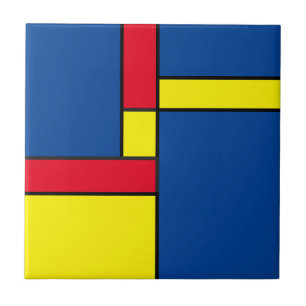 Fet geometrisk design i rött, blått och Gult Kakelplatta