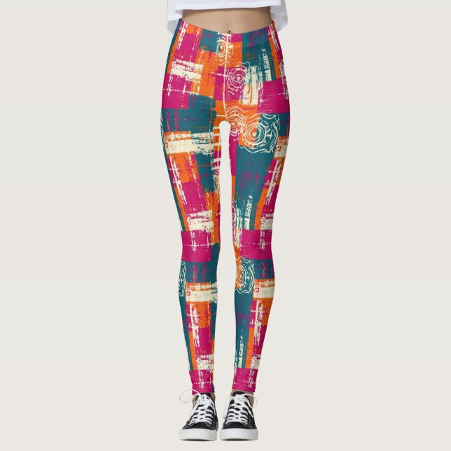 Fet geometrisk - Grunge penselstruktur (2) Leggings (Framsida)
