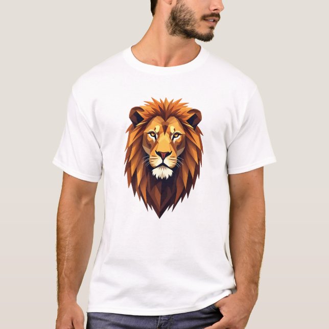Fet geometrisk Lejon huvudartikel T Shirt (Framsida)