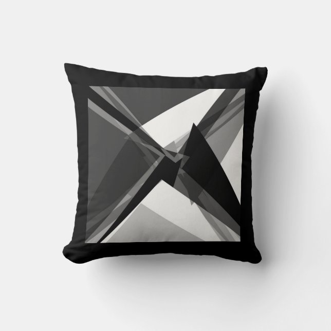 Fet geometrisk monokrom abstrakt del kudde (Framsida)