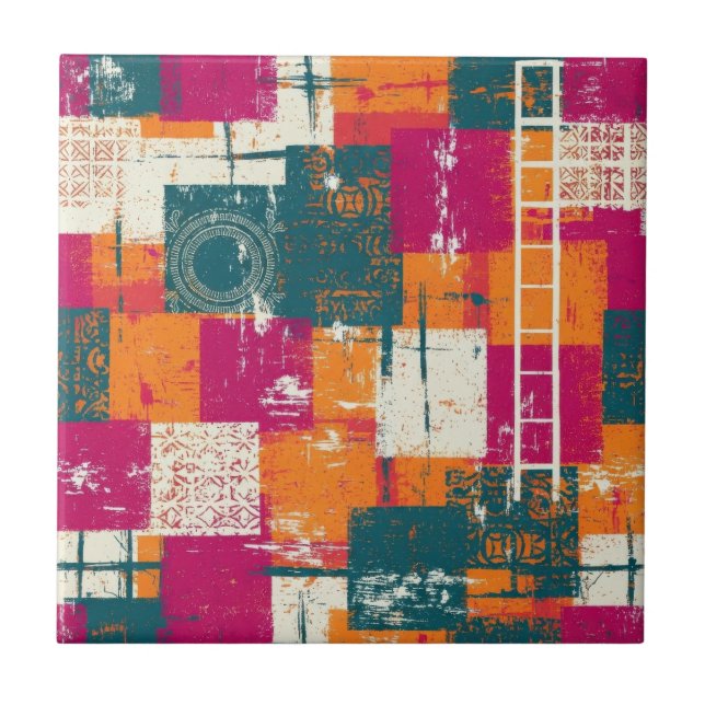 Fet geometrisk struktur - Grunge penselstruktur (1 Kakelplatta (Framsidan)