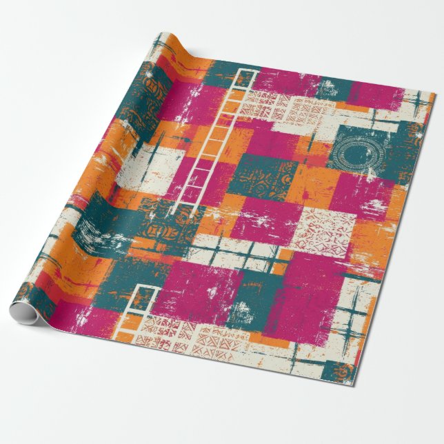 Fet geometrisk struktur - Grunge penselstruktur Presentpapper (Utrullad)