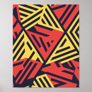 Fet geometrisk triangel i rött och Gult Poster