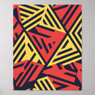 Fet geometrisk triangel i rött och Gult Poster