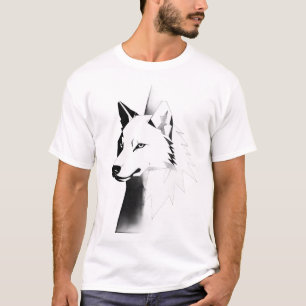Fet geometrisk varghuvud herr t-shirt