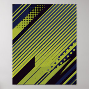 Fet geometriskt Linjer med Grönt kontrast Poster
