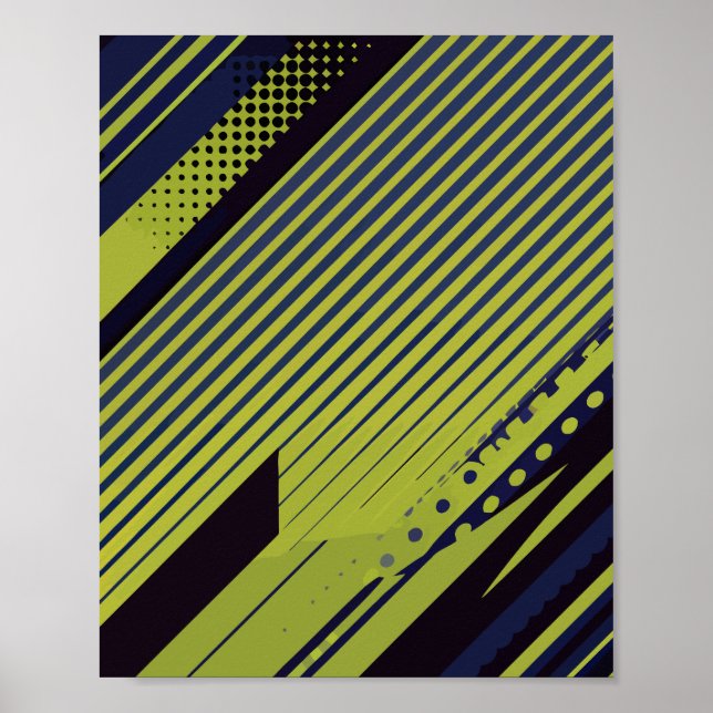 Fet geometriskt Linjer med Grönt kontrast Poster (Framsidan)