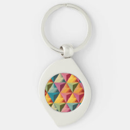 Fet geometriskt triangelmönster swirl silverfärgad nyckelring