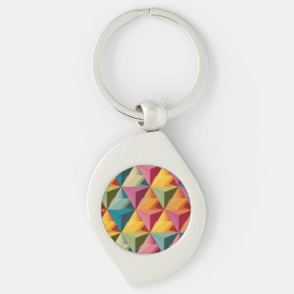 Fet geometriskt triangelmönster swirl silverfärgad nyckelring