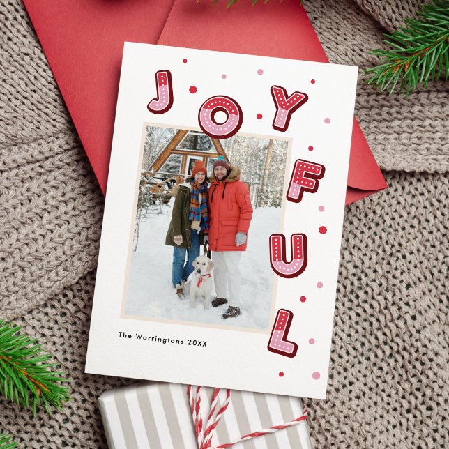 Fet Glatt julfoto av vismisk typ Julkort (Bold, whimsical, 3D, joyful typography Christmas photo card)
