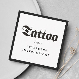 Fet & Goth Tattoo Eftervårdsinstruktioner Minimal Fyrkantigt Visitkort