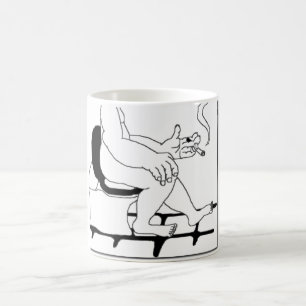 Fet grabb som röker på den komiska Manga för Kaffemugg