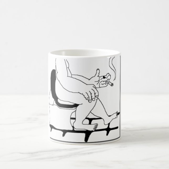 Fet grabb som röker på den komiska Manga för Kaffemugg (Center)