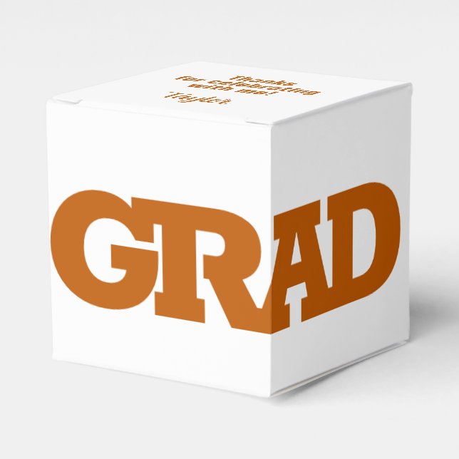 Fet GRAD - bränd Orange på vit Studentfest Presentaskar (Framsidan Sidan)