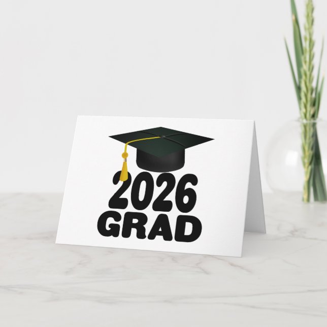 Fet Grad Cap-klass 2026 Studenten Kort (Framsida)