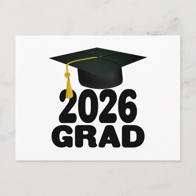 Fet Grad Cap-klass 2026 Studenten Vykort (Framsida)