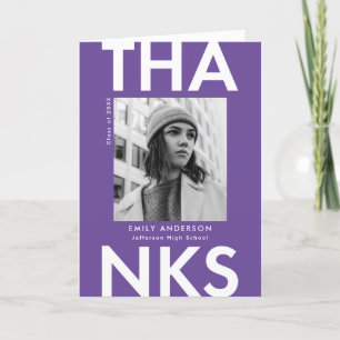 Fet Grad Lila Photo Studenten Tack Kort