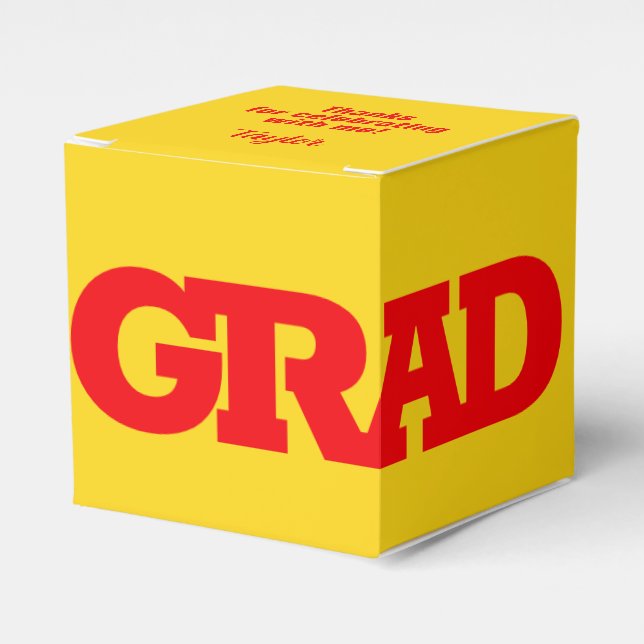 Fet GRAD Red and Gult Guld Studentfest Presentaskar (Framsidan Sidan)
