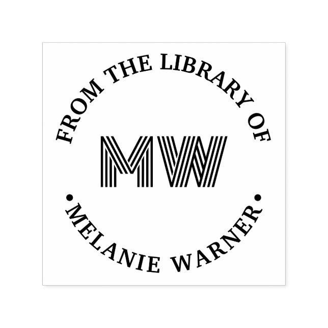 Fet grafisk 2 initial bibliotek boknamn självfärgande stämpel (Design)