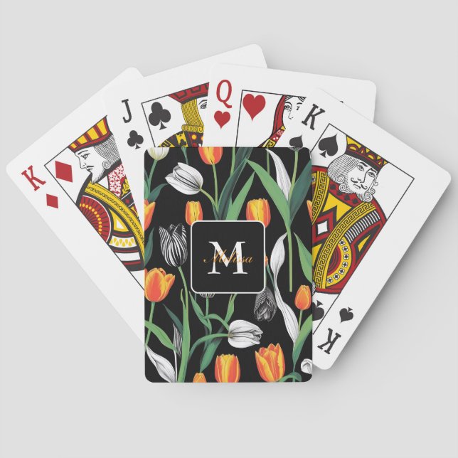 Fet grafisk konstnärlig tulipp casinokort (Baksidan)