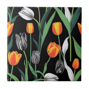 Fet grafisk konstnärlig tulipp kakelplatta
