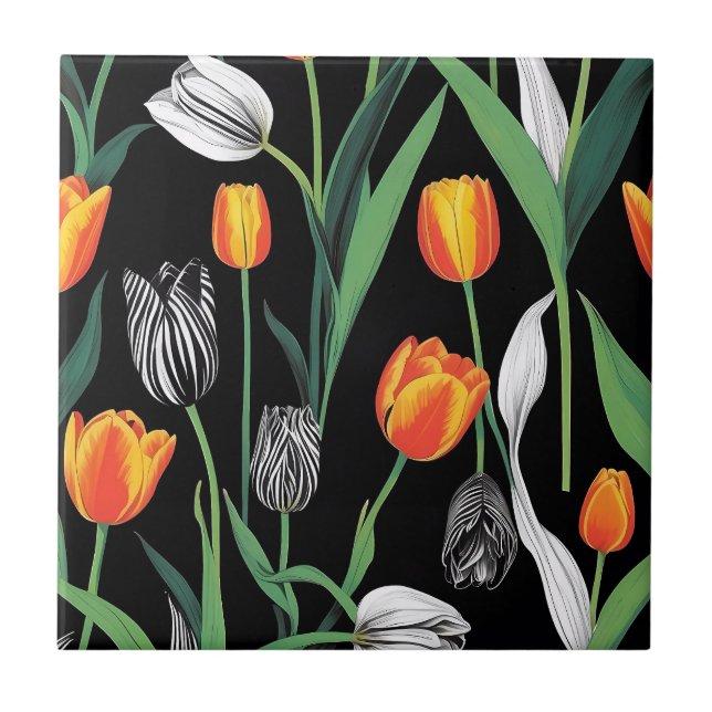 Fet grafisk konstnärlig tulipp kakelplatta (Framsidan)