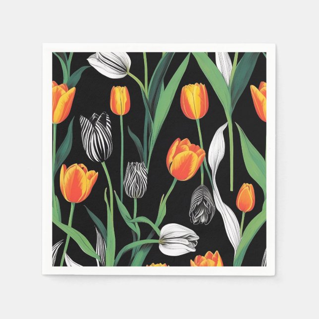 Fet grafisk konstnärlig tulipp pappersservett (Framsidan)