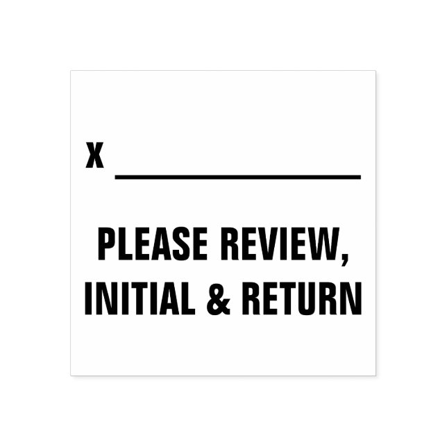 Fet "GRANSKA, INITIERA OCH ÅTERVÄNDA" Stämpel (Tryck)