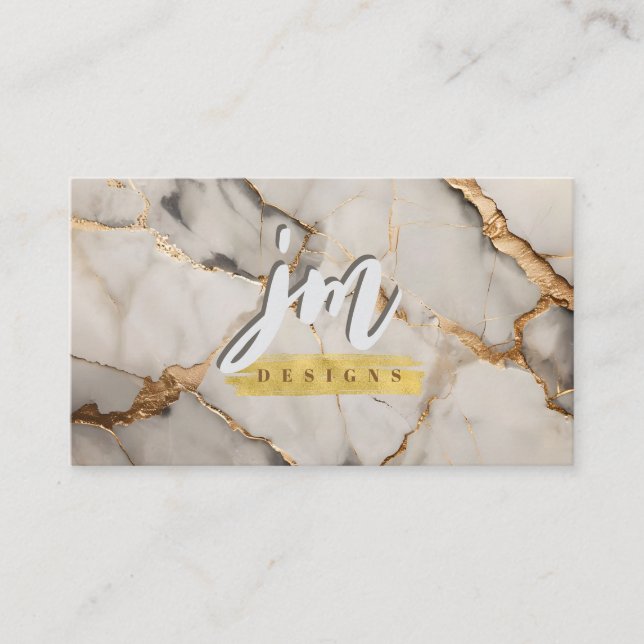 Fet Grått och Guld Marble Modern Affärskort Visitkort (Framsida)