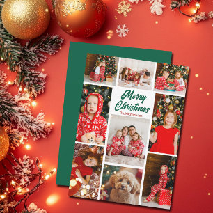 Fet Grön God Jul Foto Collage 2025 Julkort