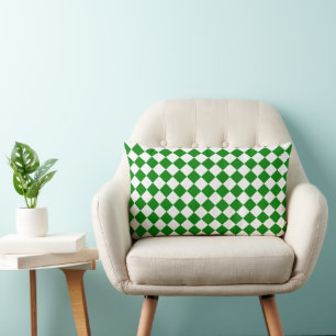 Fet grön och vit chevronmönster 13" x 21" lumbarkudde
