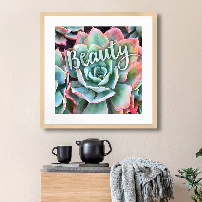 Fet Grönt Cactus Succult Photo Beauty Script Poster (Skapare uppladdad)