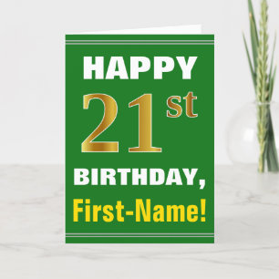 Fet, Grönt, Faux Guld 21:a födelsedagen med Namn-k Kort