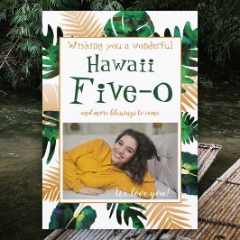 Fet Grönt Löv Guld Hawaii 50:e födelsedagen Inbjudningar