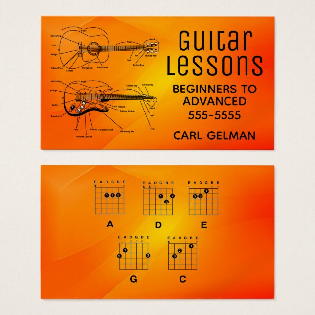 Fet Guitar Lessons Visitkort (Framsida & baksida)