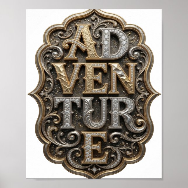 Fet gul ÄVENTYR Fet design Poster (Framsidan)
