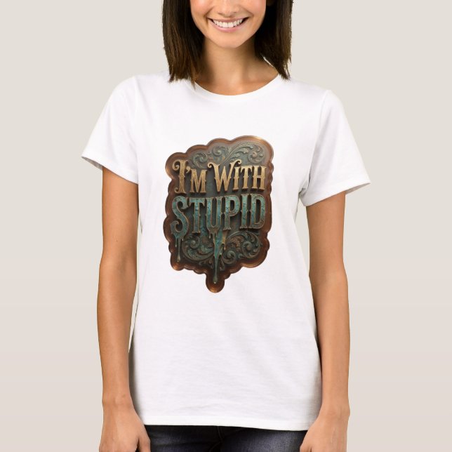 Fet Gul I'M WITH STUPID Statement T-shirt (Framsida)